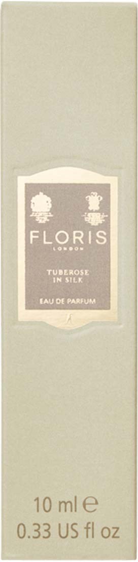 A perfume box labeled Floris Tuberose Eau de Parfum, 10 ml, on a dark background.