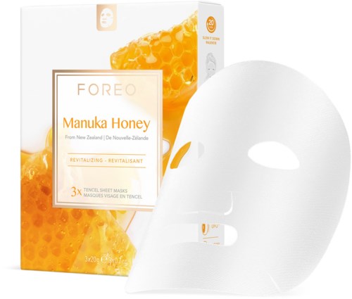 Gesichtsmaske mit Honig und Waben, enthält Maske und Verpackung.