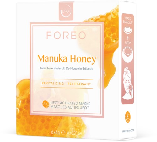 Ett ansiktsmaskprodukt märkt 'Manuka Honey' från Nya Zeeland, med förpackningen som visar bilder av honung och bisvärm.