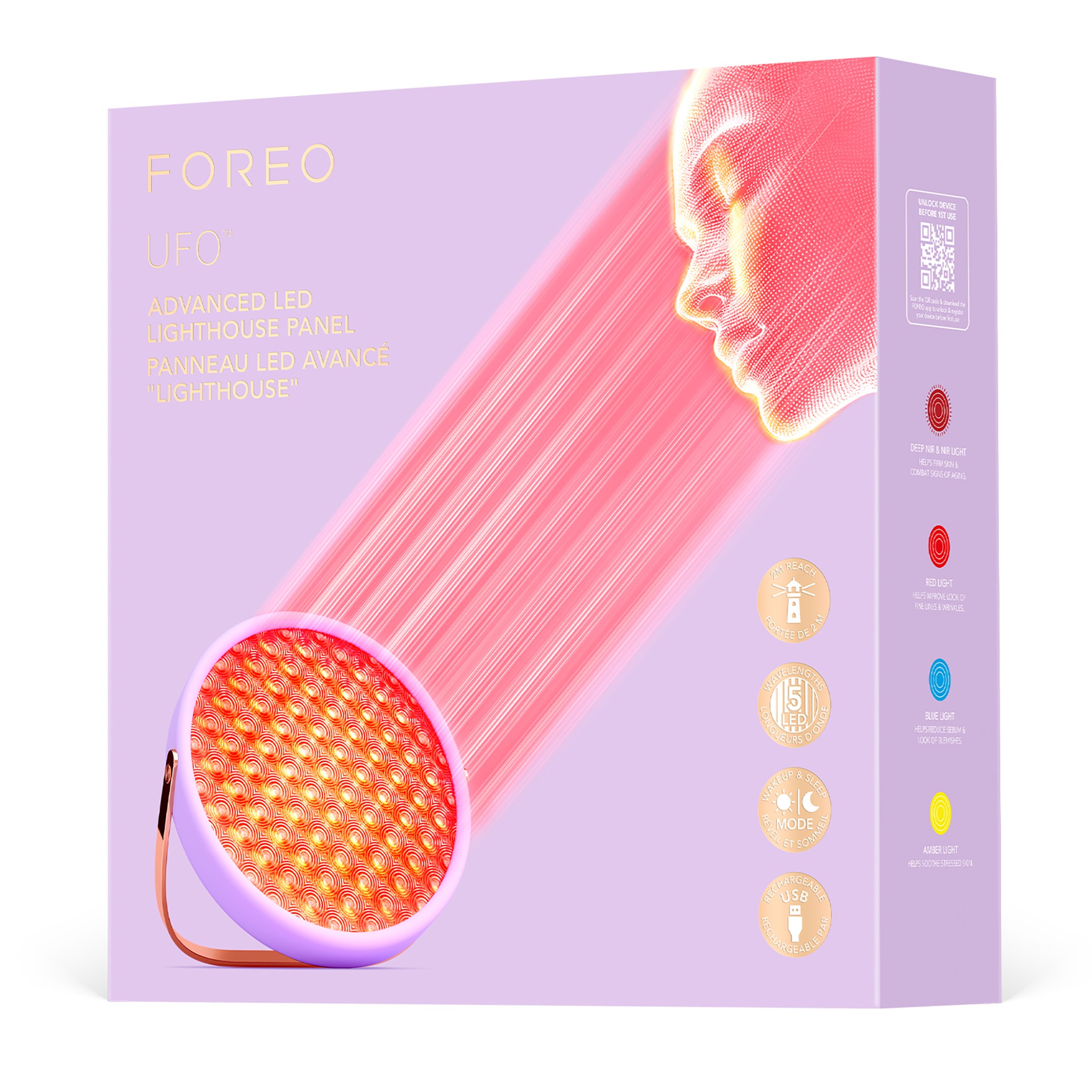 FOREO UFO Advanced LED Lighthouse Panel Lavender (zdjęcie 3)