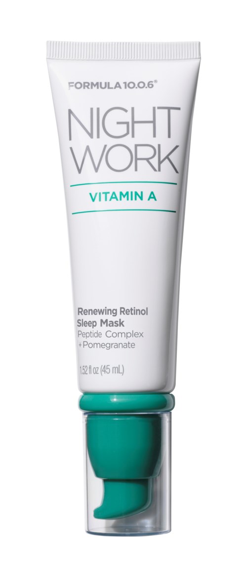 En tube natmaske med vitamin A, indeholder retinol og granatæble til hudfornyelse.