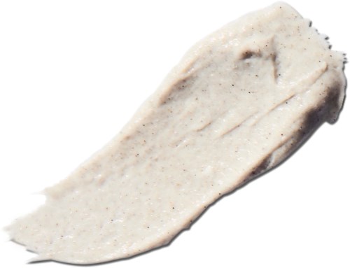 Cremige Paste mit schwarzen Punkten, auf weißer Oberfläche verstreicht, möglicherweise Eis oder Zuckerguss.