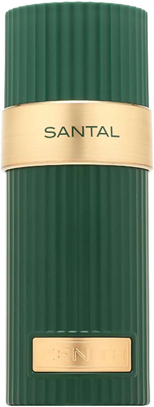 Vihreä ja kultainen säiliö nimellä SANTAL ja teksturoitu pinta.