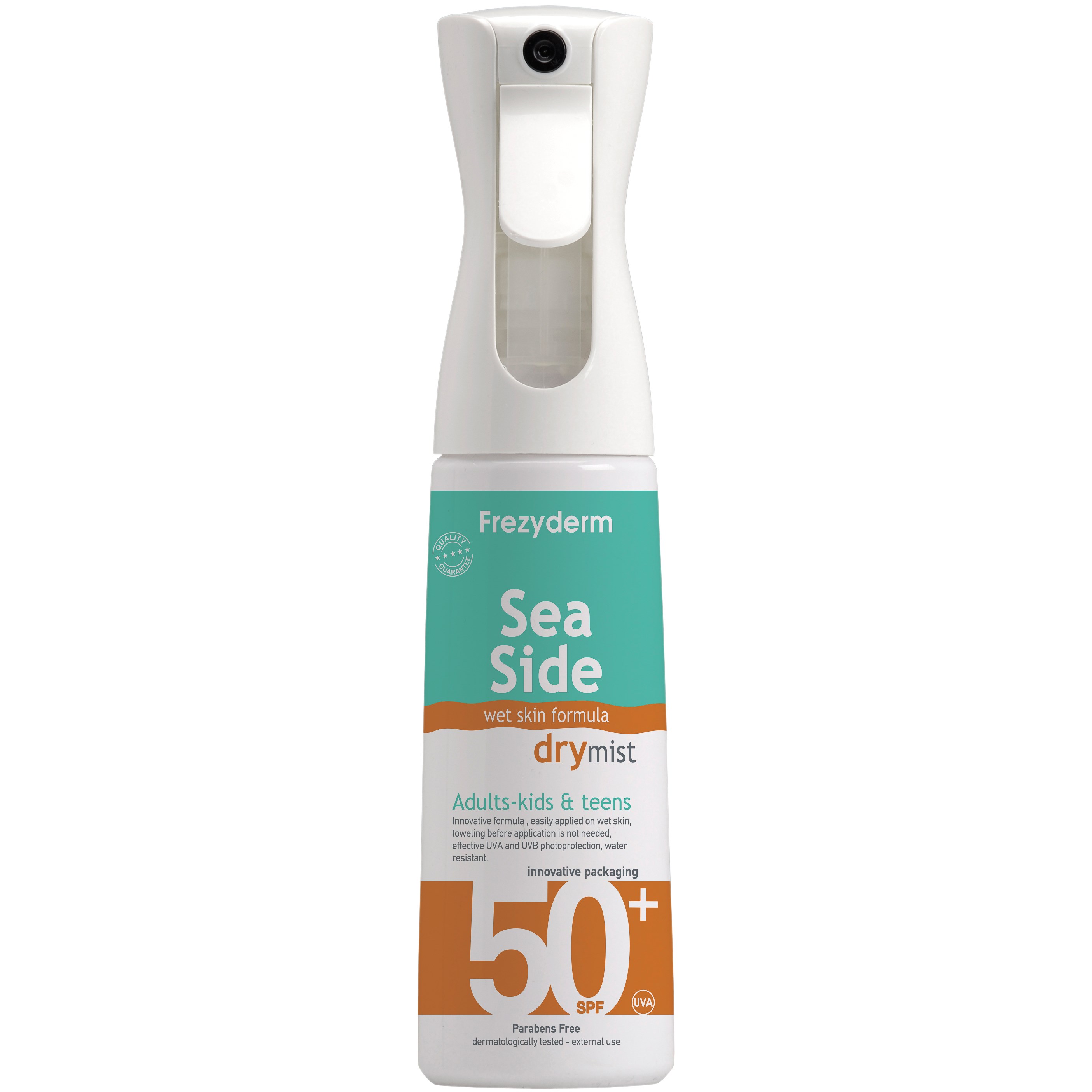 Läs mer om FrezyDerm Sea Side Wet Skin Dry Mist SPF50+ 300 ml