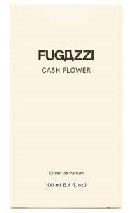 En parfumeæske med teksten 'FUGAZZI Cash Flower' og 'Extrait de Parfum' med 100 ml størrelse.