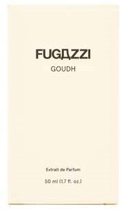 A perfume box labeled FUGAZZI GOUDH with text indicating 50 ml size.