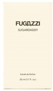 A perfume box with the name 'FUGAZZI' and the scent 'SUGARDADDY' written on it.