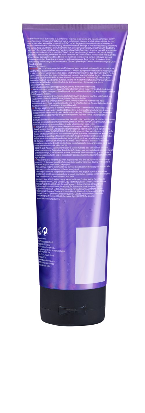 Eine lila Tube mit schwarzem Deckel, bedeckt mit kleinem Text, möglicherweise ein Kosmetik- oder Hautpflegeprodukt.