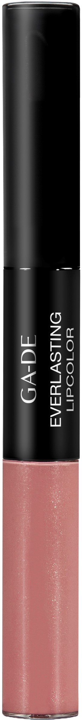 Ett rosa läppglans med svart lock från GaiDe, märkt 'Everlasting Lipcolor' på tuben.