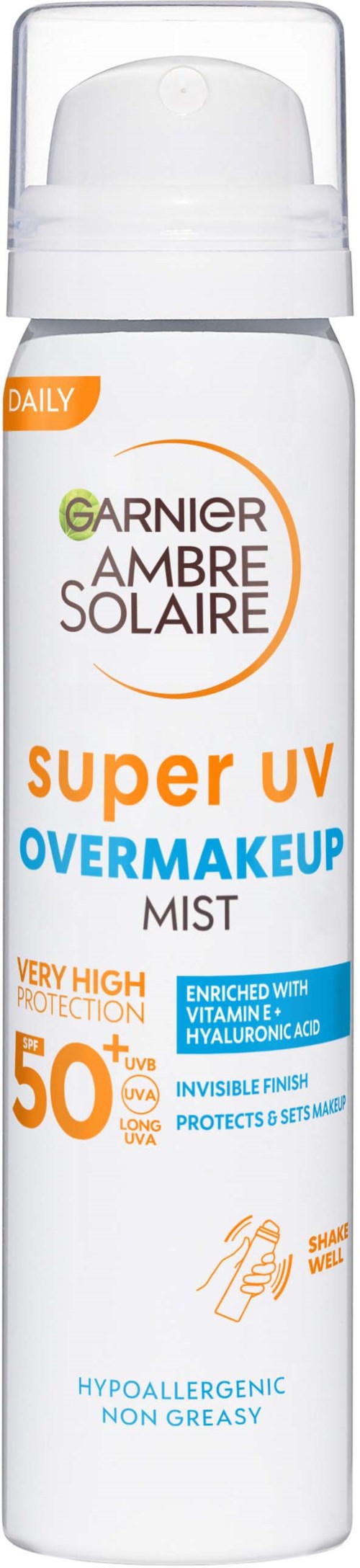 Garnier Ambre Solaire Super UV Over Makeup Mist with Hyaluronic Acid SPF50+ 75 ml