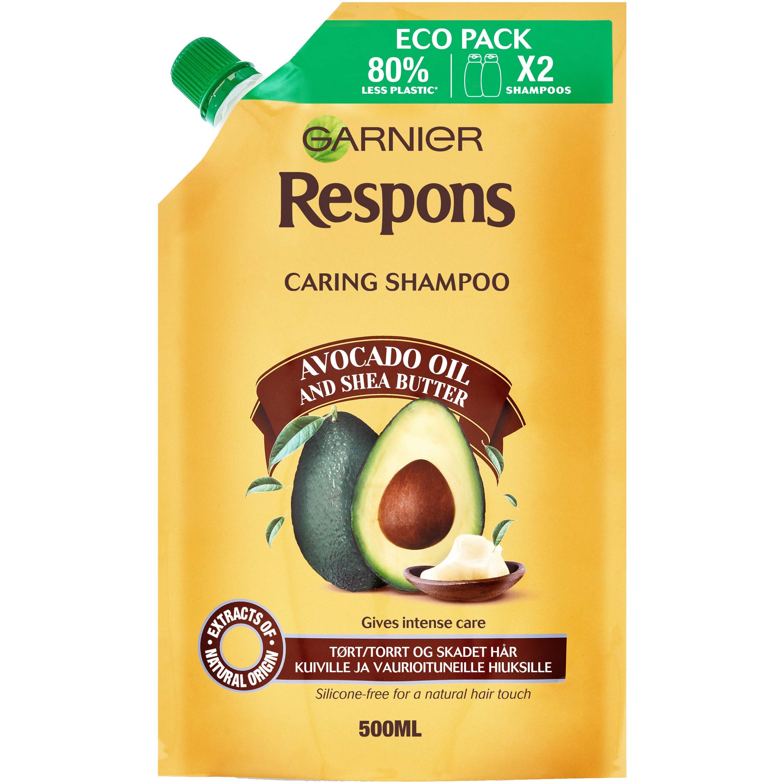 Läs mer om Garnier Respons Caring Shampoo Avocado Oil & Shea Butter 500 ml