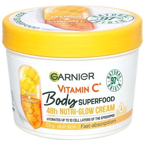 Läs mer om Garnier Body Superfood Vitamin C* & Mango 48H Nutri-Glow Cream For Dry