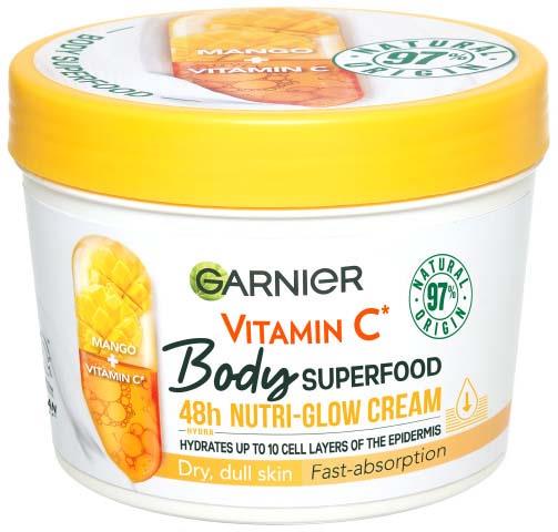 Garnier Body Superfood Vitamin C* & Mango 48H Nutri-Glow Cream For Dry Skin 380 ml