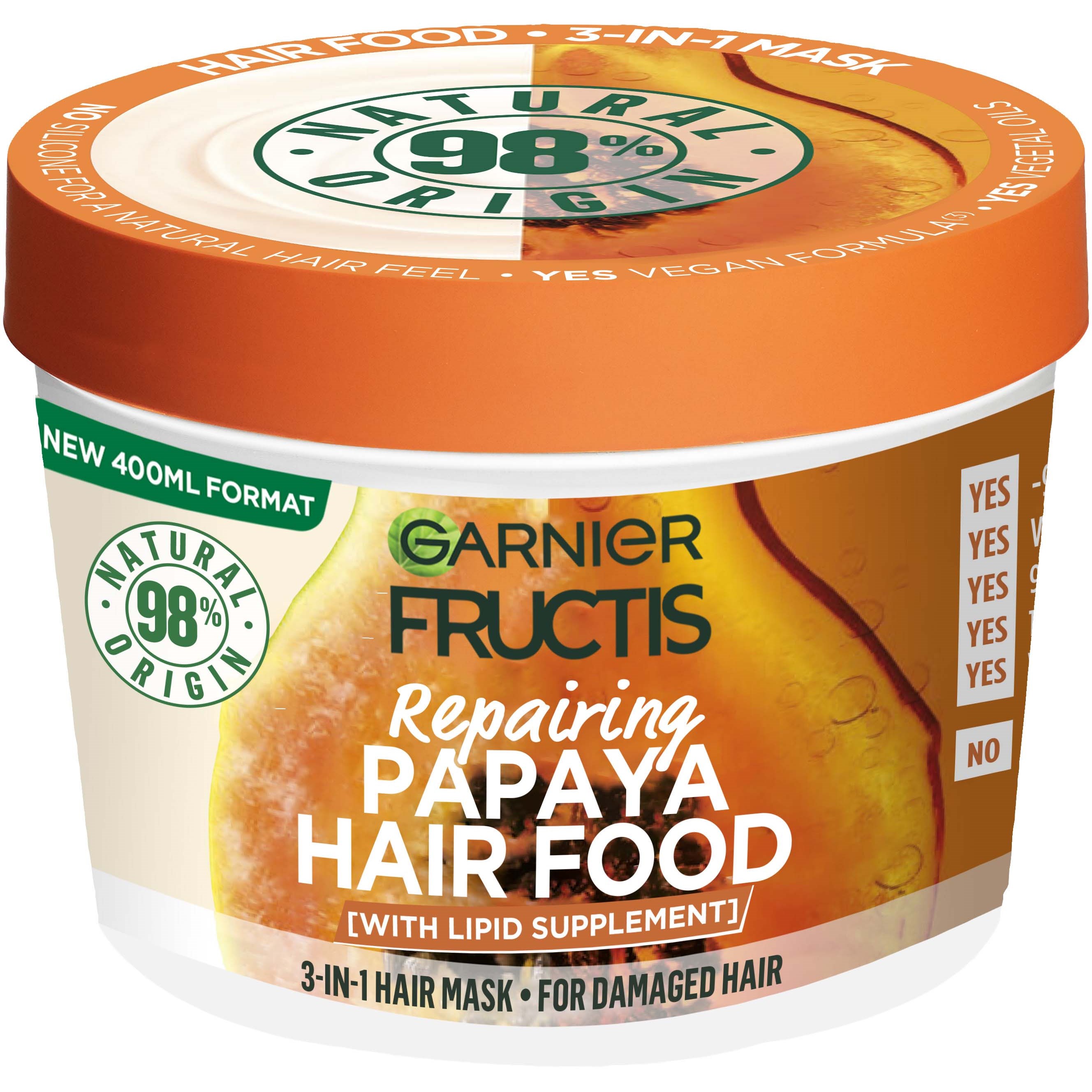 Läs mer om Garnier Fructis Papaya Hair Food 400 ml