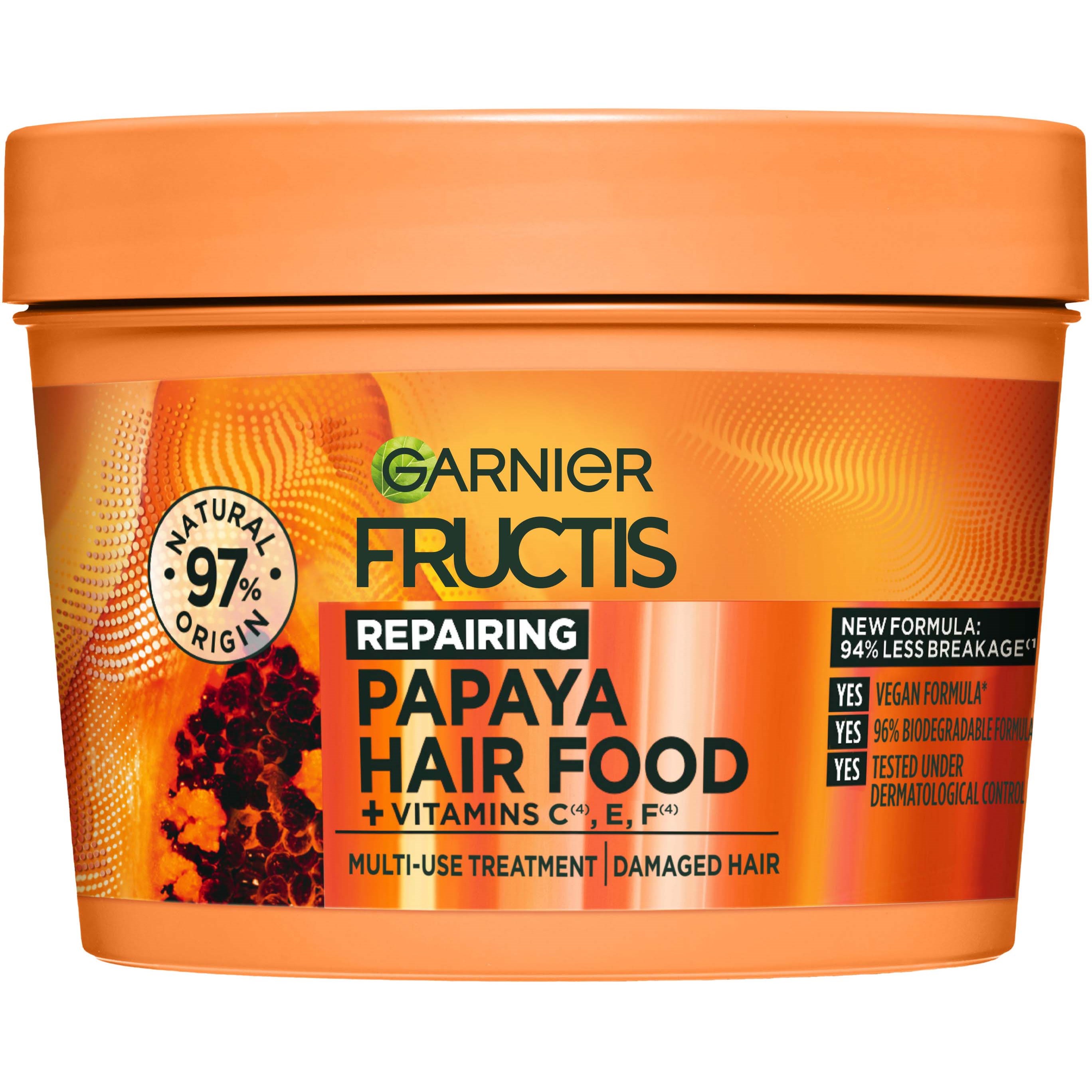 Läs mer om Garnier Fructis Papaya Hair Food Repairing Multi-Use Treatment 400 ml
