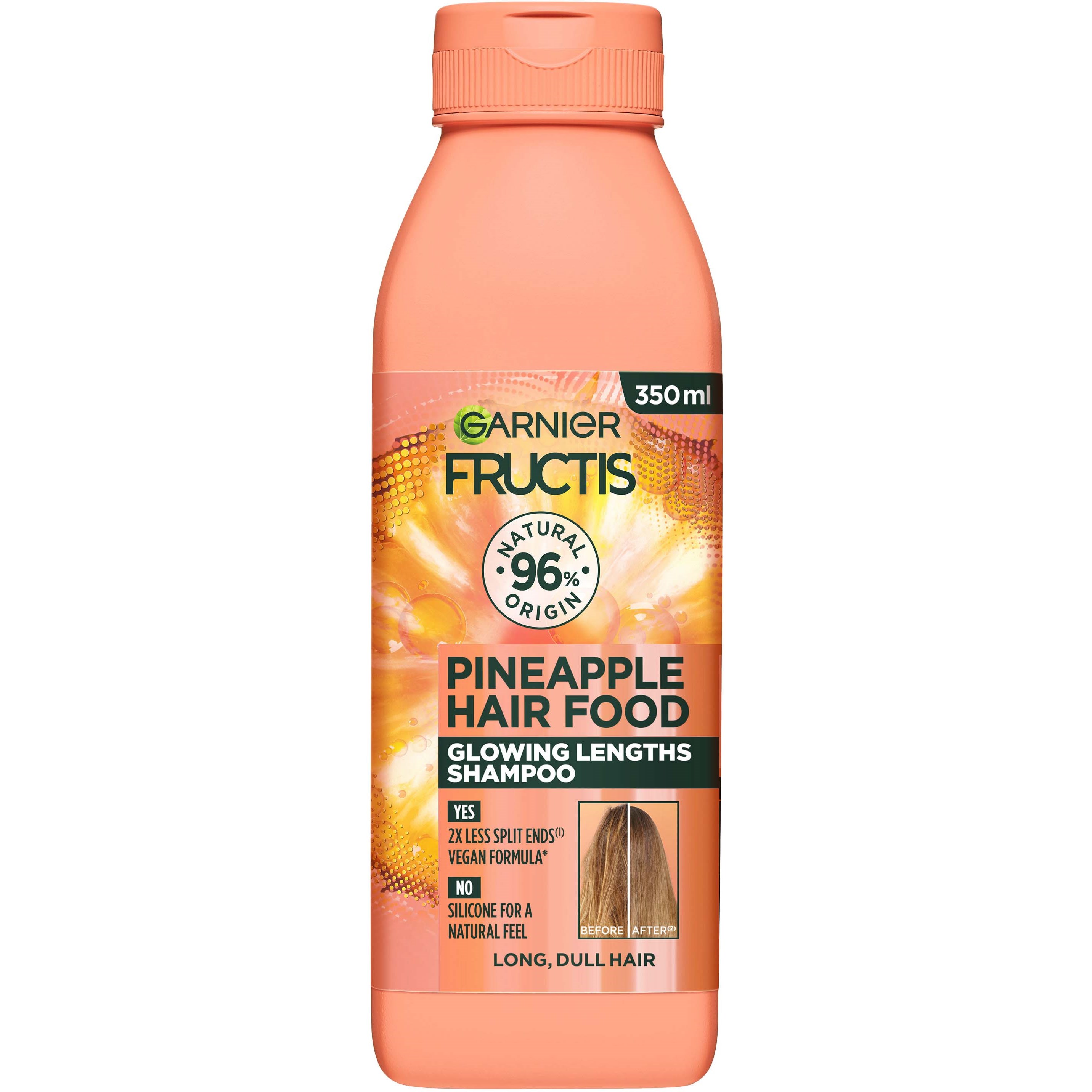 Läs mer om Garnier Fructis Pineapple Hair Food Glowing Lengths Shampoo 350 ml