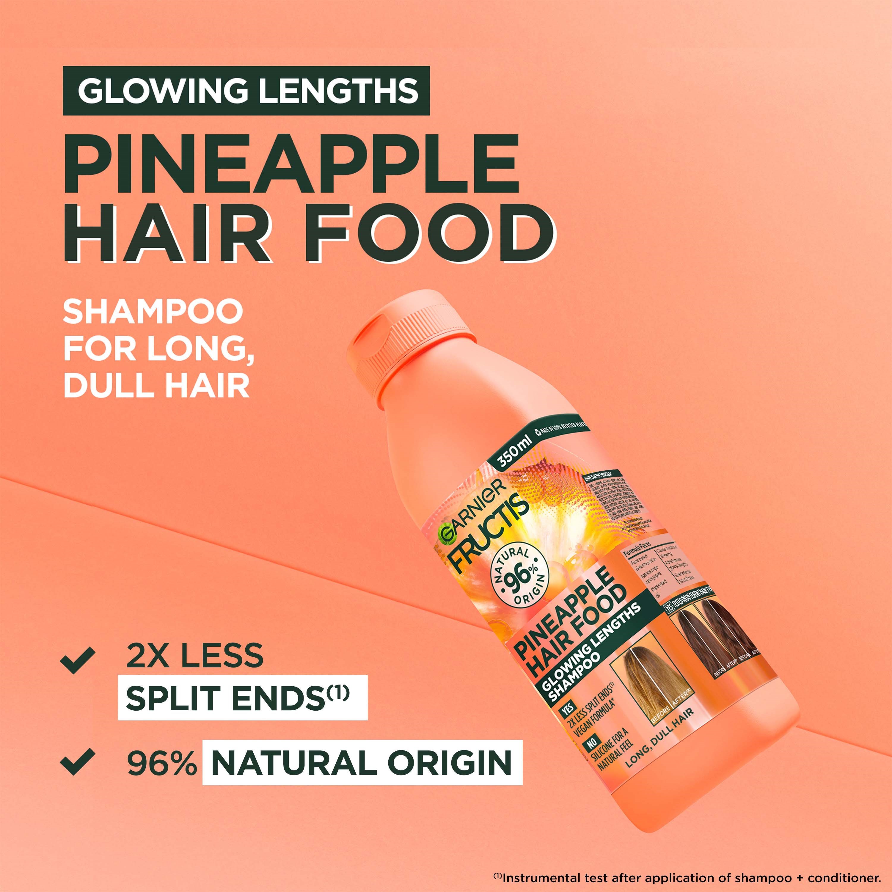 Alternativ bild 1 för Garnier Fructis Pineapple Hair Food Glowing Lengths Shampoo 350 ml
