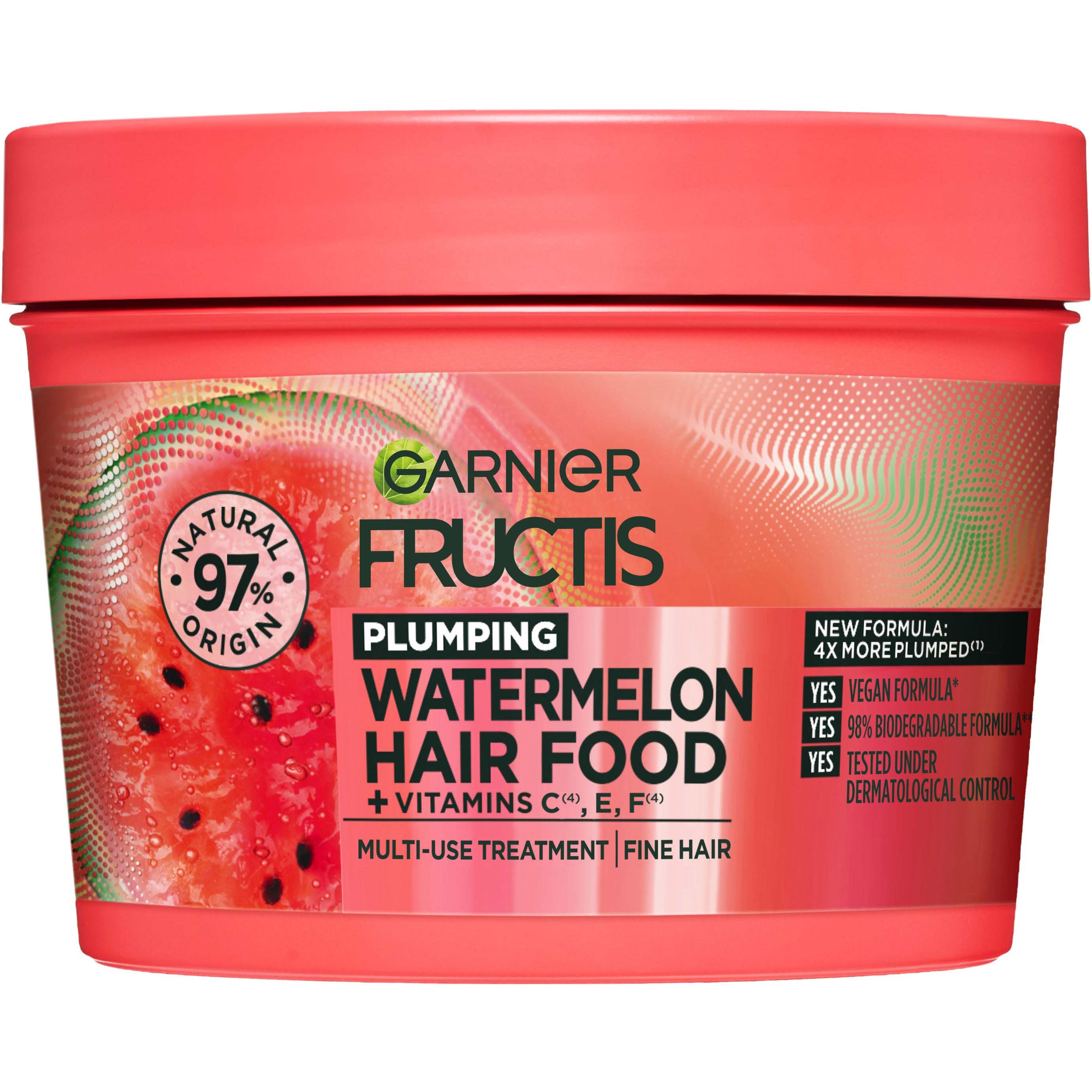 Läs mer om Garnier Fructis Watermelon Hair Food Plumping Multi-Use Treatment 400