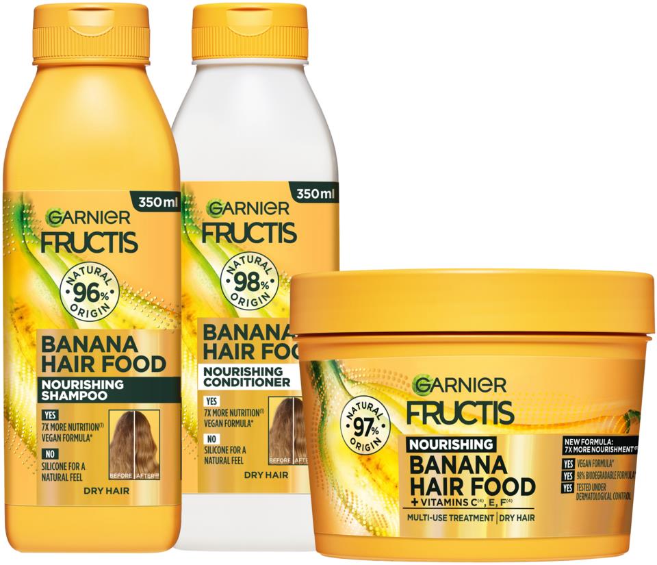 Garnier Hair Food Banana Trio Kit - Shampoo + Conditioner + Mask