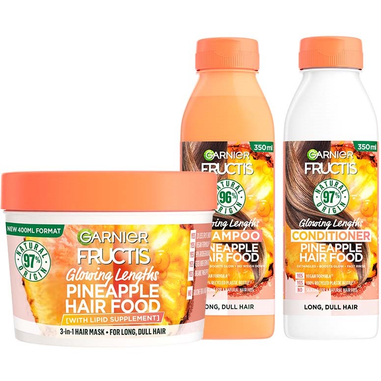 Garnier Fructis Hair Food Pineapple Trio Kit - Shampoo + Conditioner +