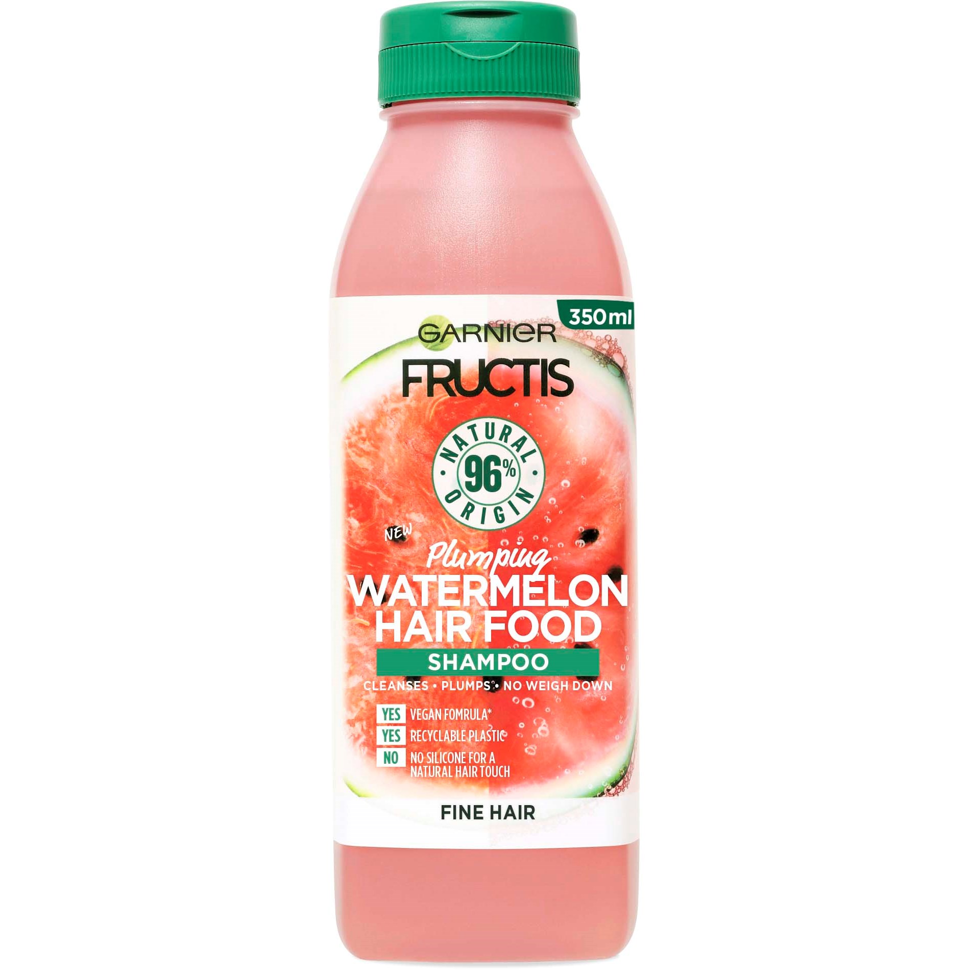 Läs mer om Garnier Fructis Plumping Watermelon Hair Food Shampoo 350 ml