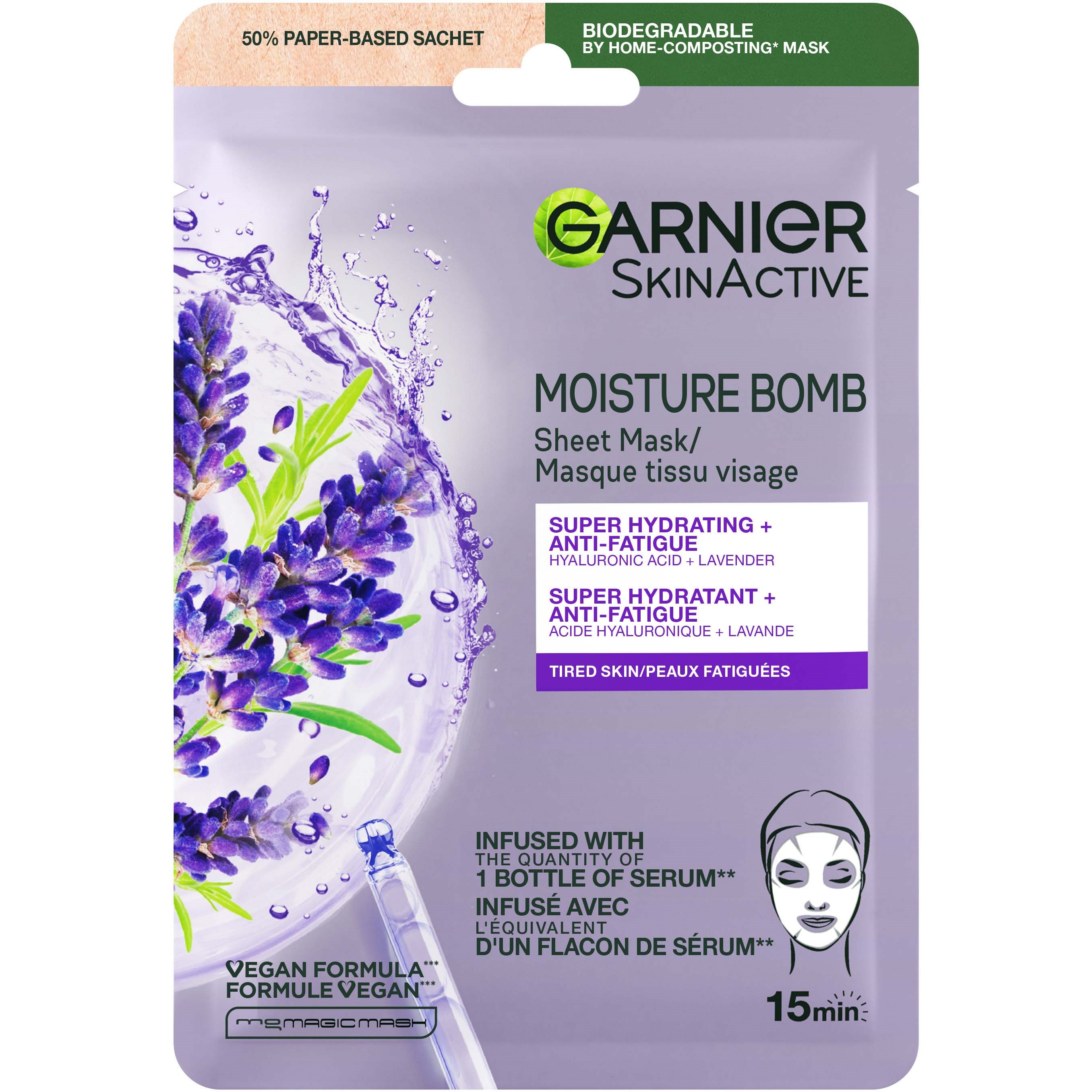 Garnier Skin Active Moisture Bomb Tissue Mask Lavender - 28 g