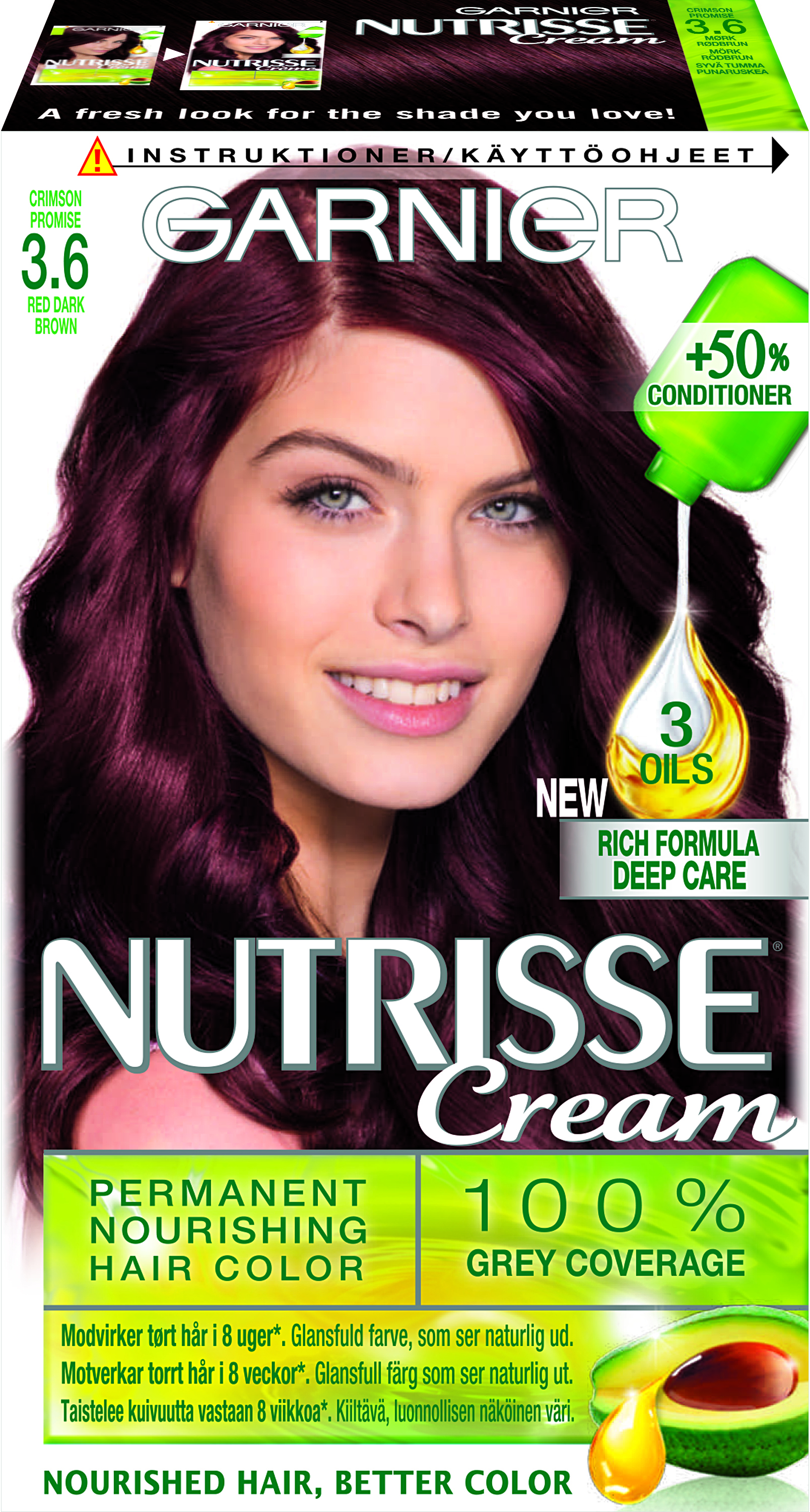 gen Springe Personlig Garnier Nutrisse Cream 3.6 Red Dark Brown | lyko.com