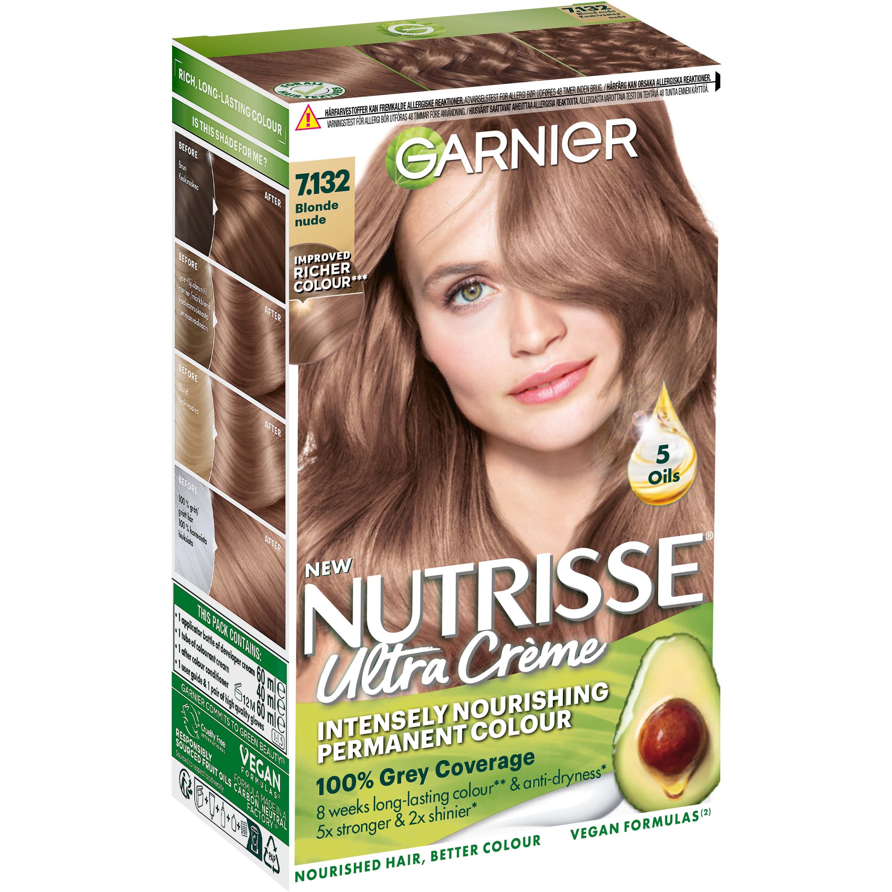 Läs mer om Garnier Nutrisse Cream 7.13 Nude Dark Blonde