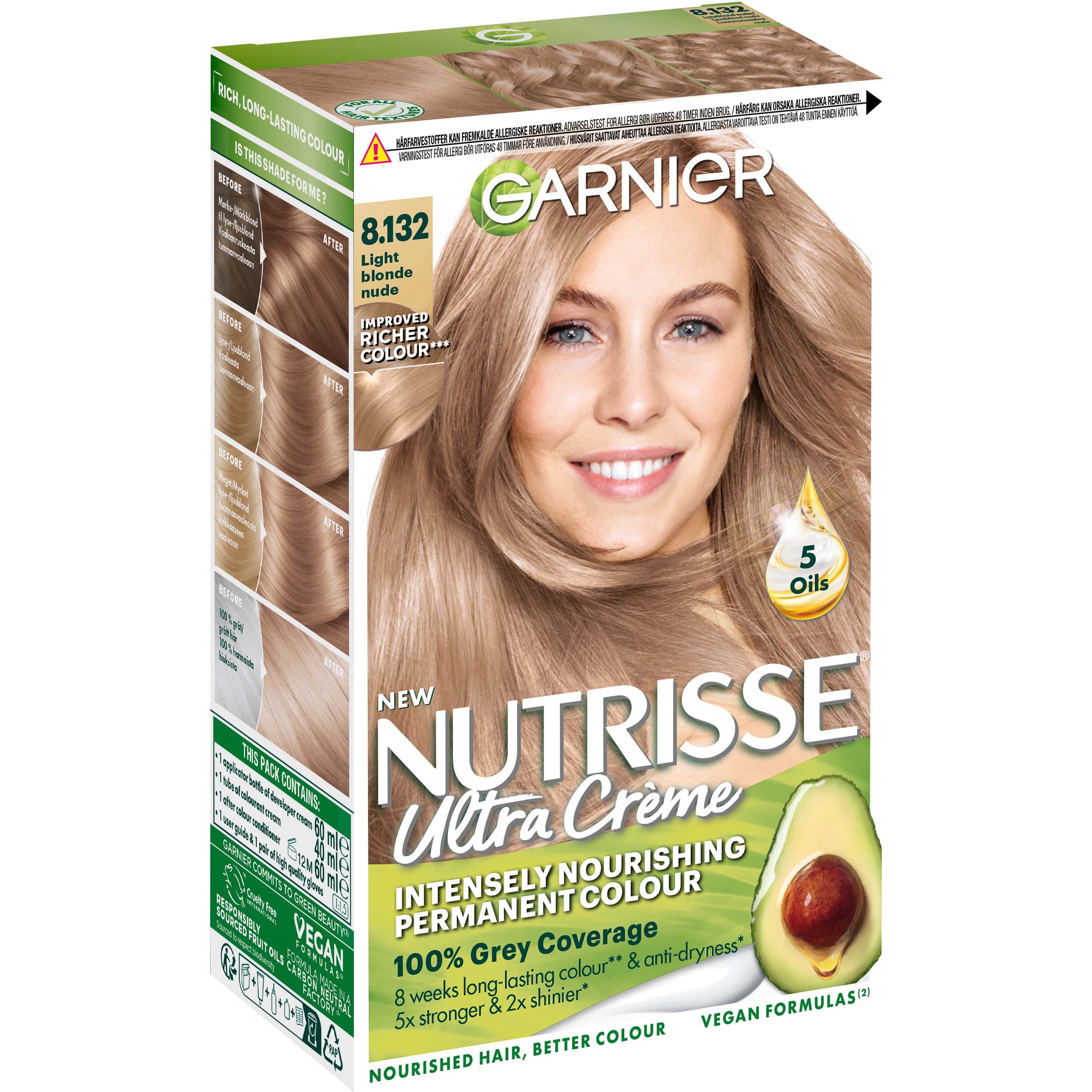 Läs mer om Garnier Nutrisse Cream 8.132 Nude Medium Blonde
