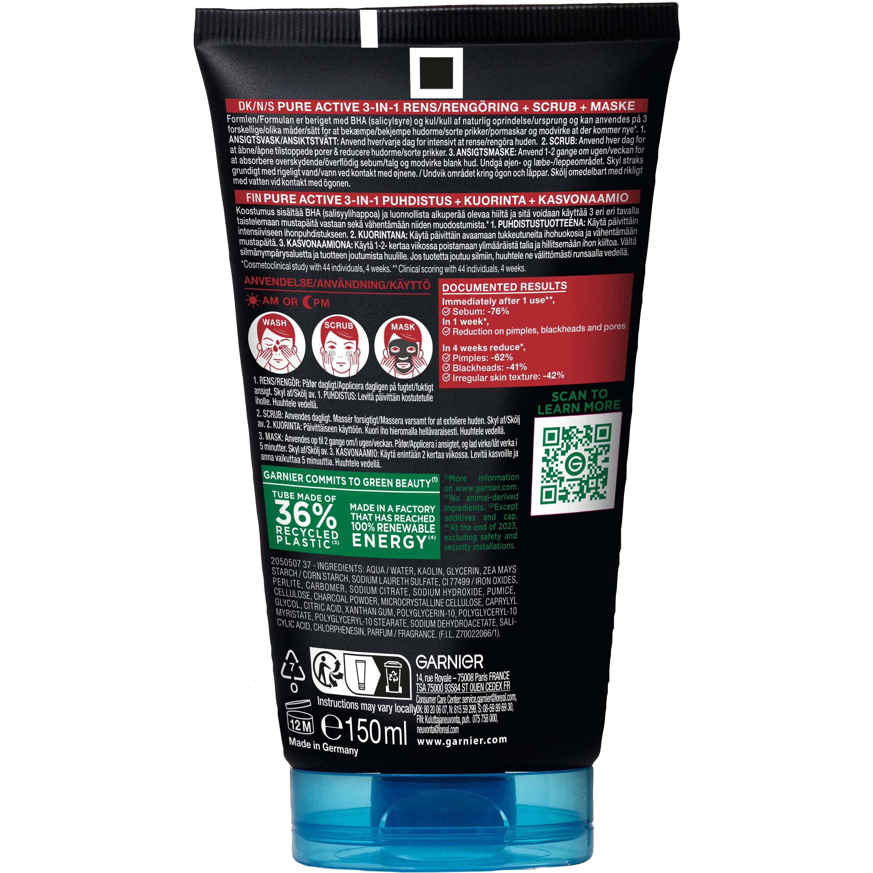 Alternativ bild 1 för Garnier SkinActive PureActive 3in1 Charcoal