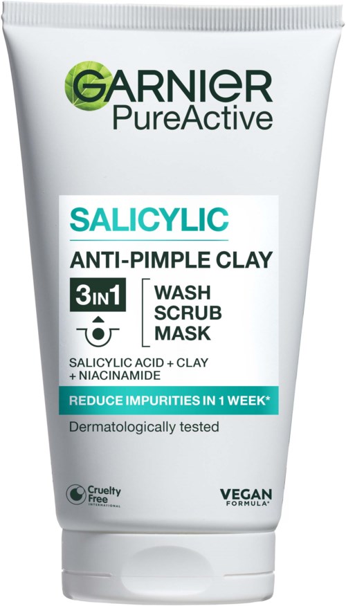 Garnier PureActive Salicylic In1 Anti-Pimple Clay Cleanser For Impure Skin 150 ml