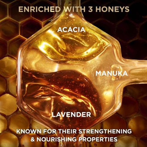 Ein Honigglas mit drei Honigsorten: Akazie, Manuka und Lavendel, beschrieben mit ihren Vorteilen und Inhaltsstoffen.
