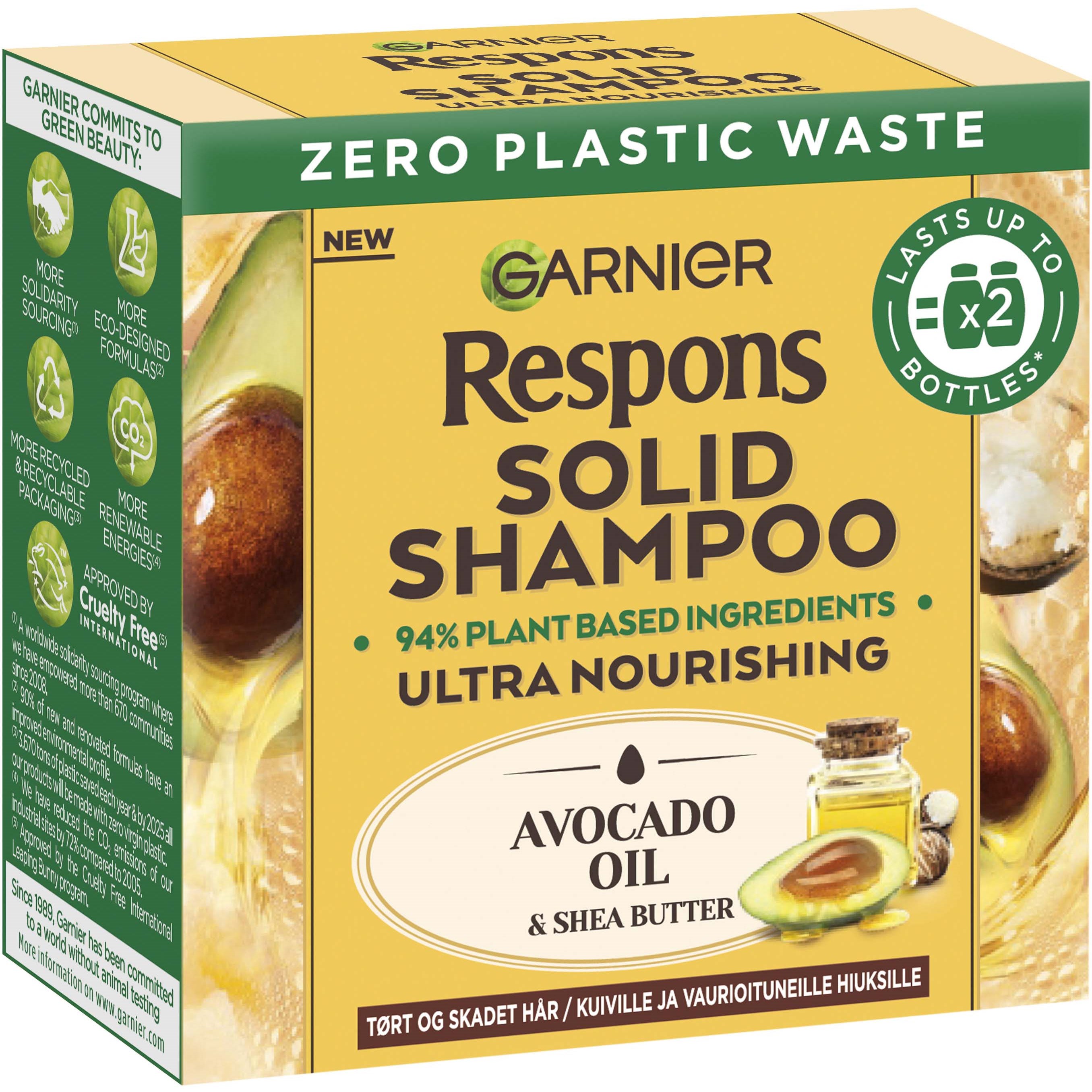 Läs mer om Garnier Respons Solid Shampoo Avocado Oil & Shea Butter 60 g