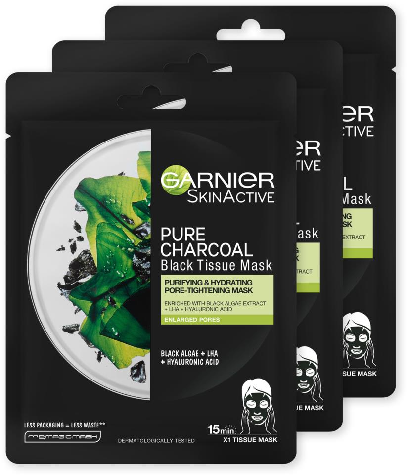 Garnier Skin Active Charcoal Tissue Mask Black Algae Trio