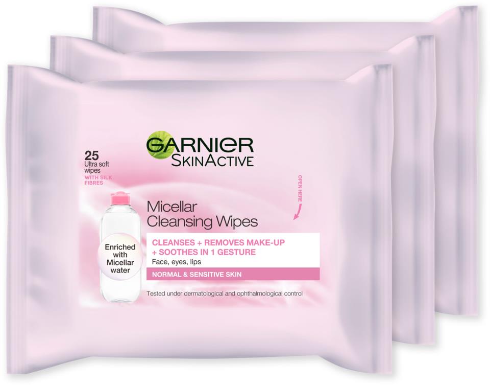 Garnier Skin Active Cleansing Wipes Micellar Trio