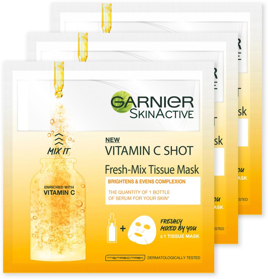 Garnier Skin Active Fresh Mix Tissue Mask Vitamin C Shot Trio