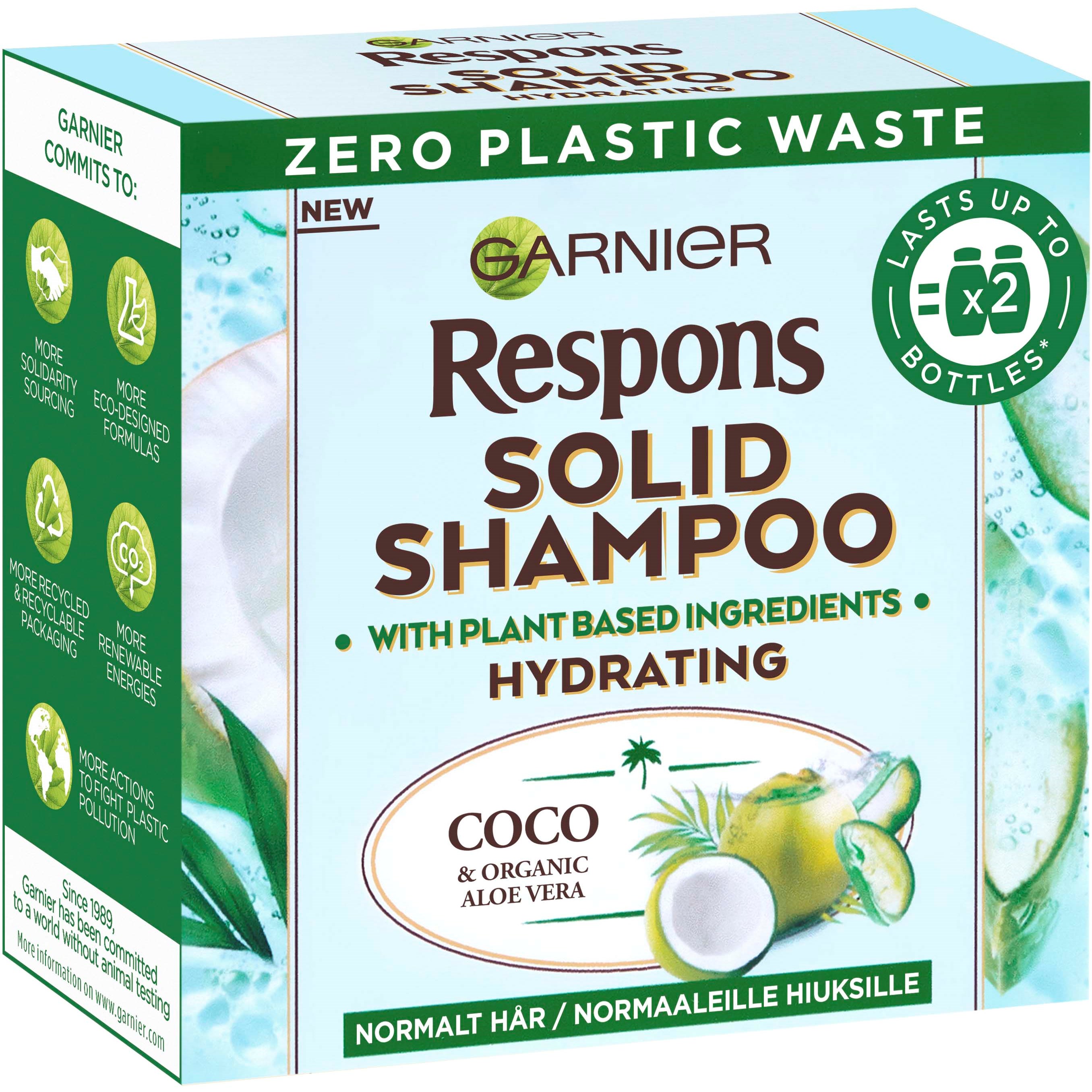 Läs mer om Garnier Respons Solid Shampoo Coco & Organic Aloe Vera 60 g