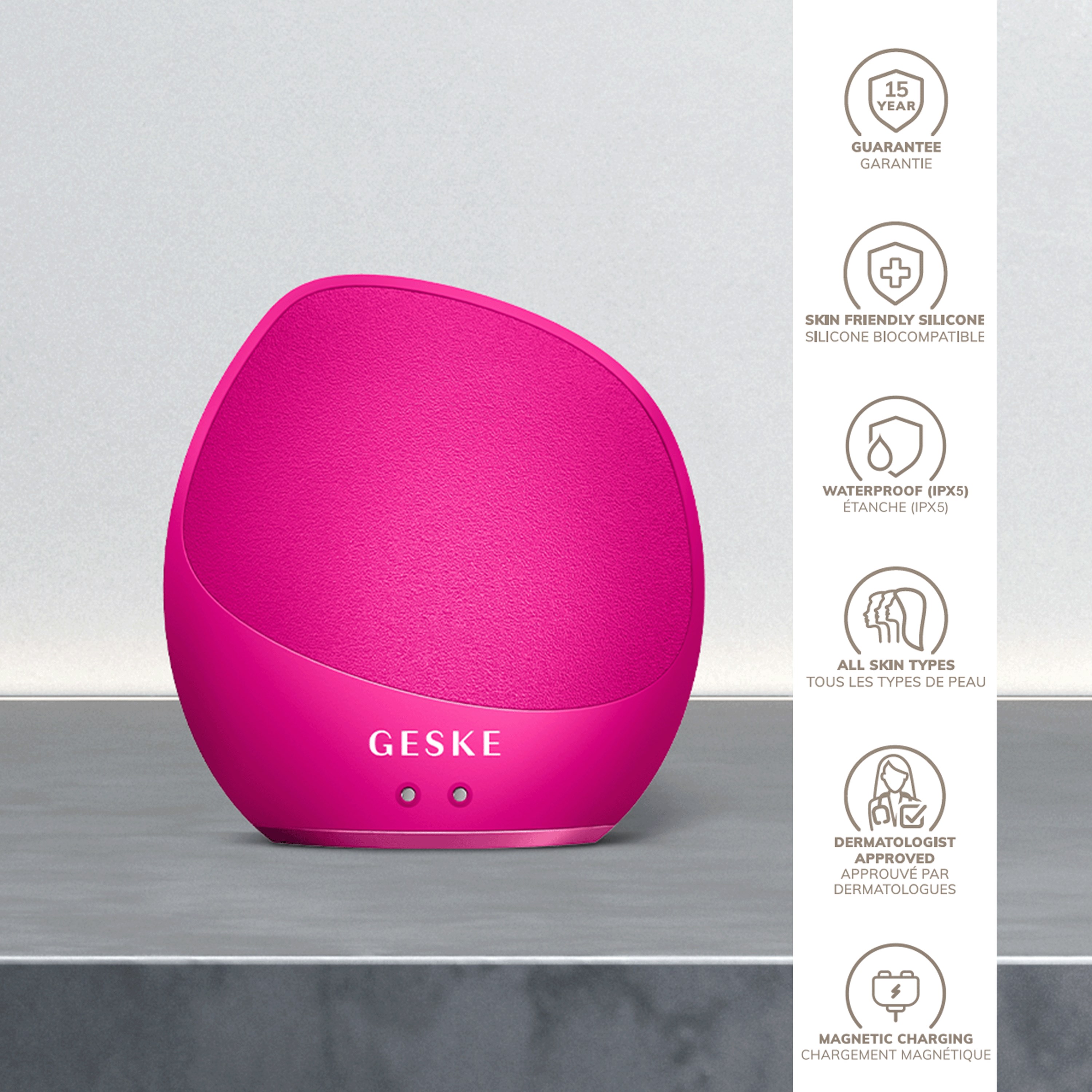 Geske 7 in 1 Sonic Body Brush Magenta (obrázok 3)