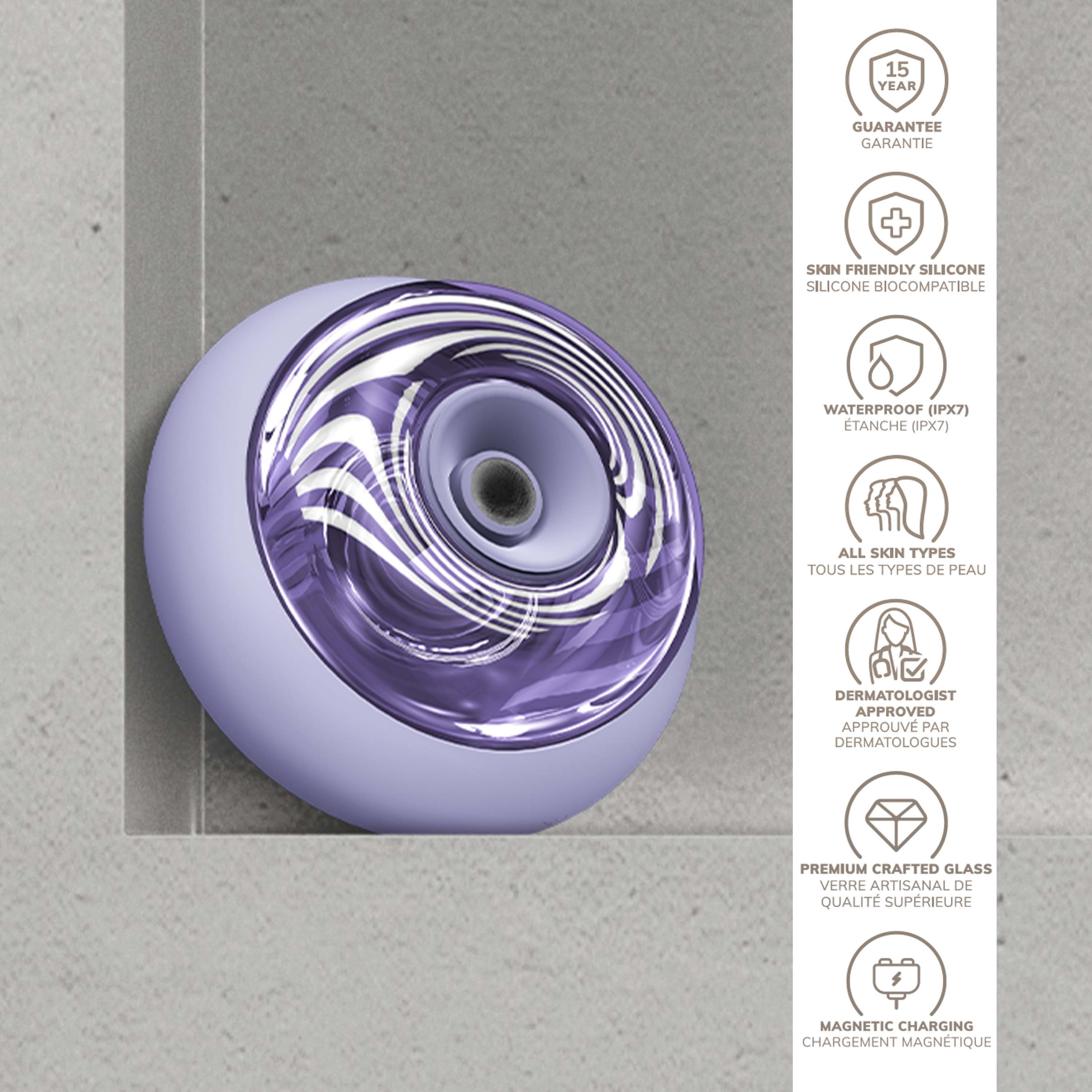Geske 9 in 1 Sonic Cool & Warm Face and Body Massager Purple (obrázok 3)