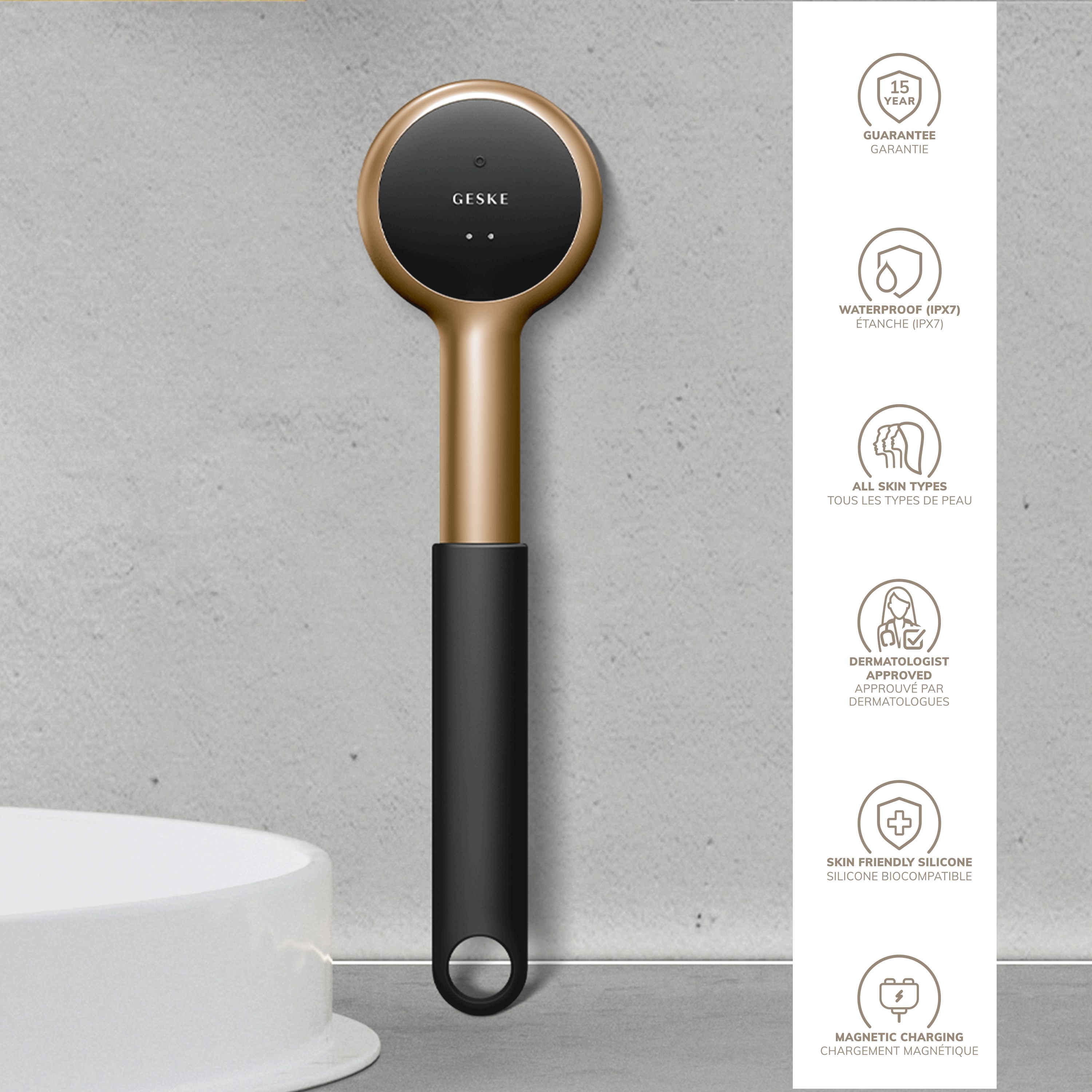 Geske 9 in 1 Sonic LED Full-Body Brush Gray (obrázok 4)