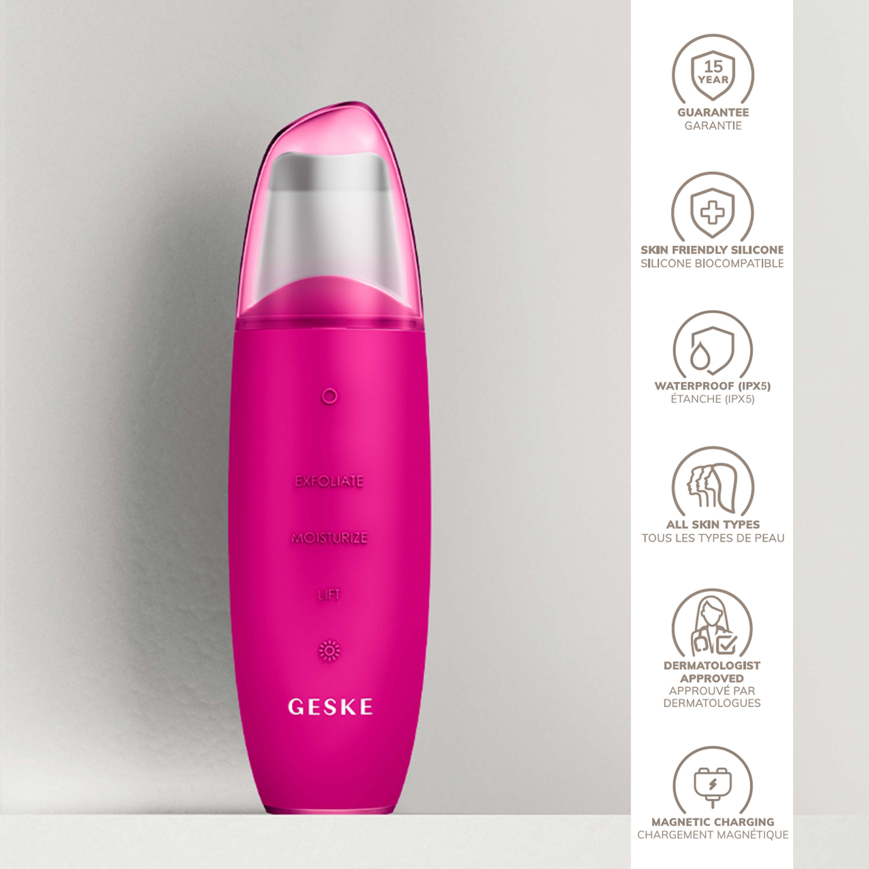 Geske 9 in 1 MicroCurrent Skin Scrubber & Blackhead Remover Magneta (obrázok 3)