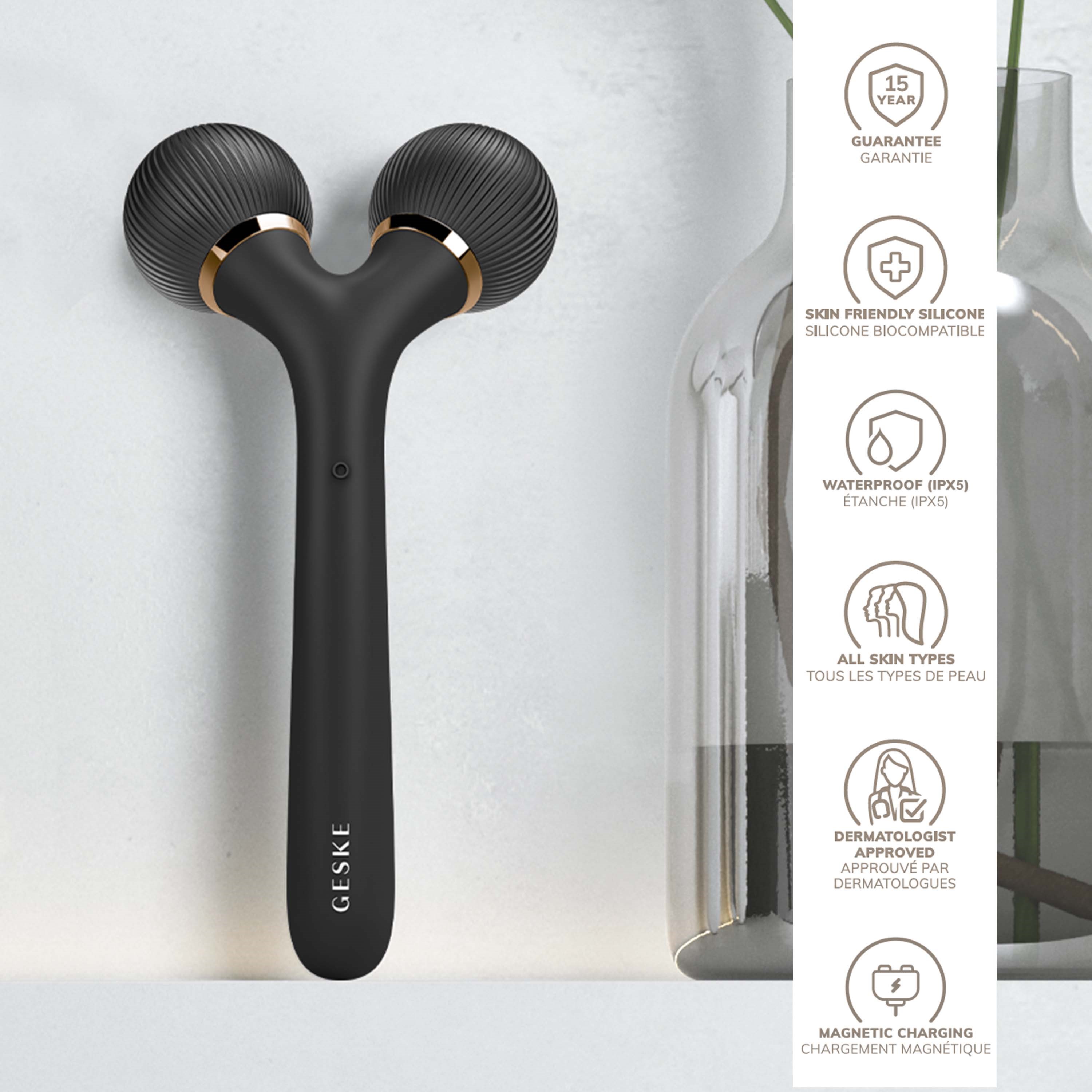 Geske Sonic Facial & Body Roller | 4 in 1 Gray (obrázok 3)