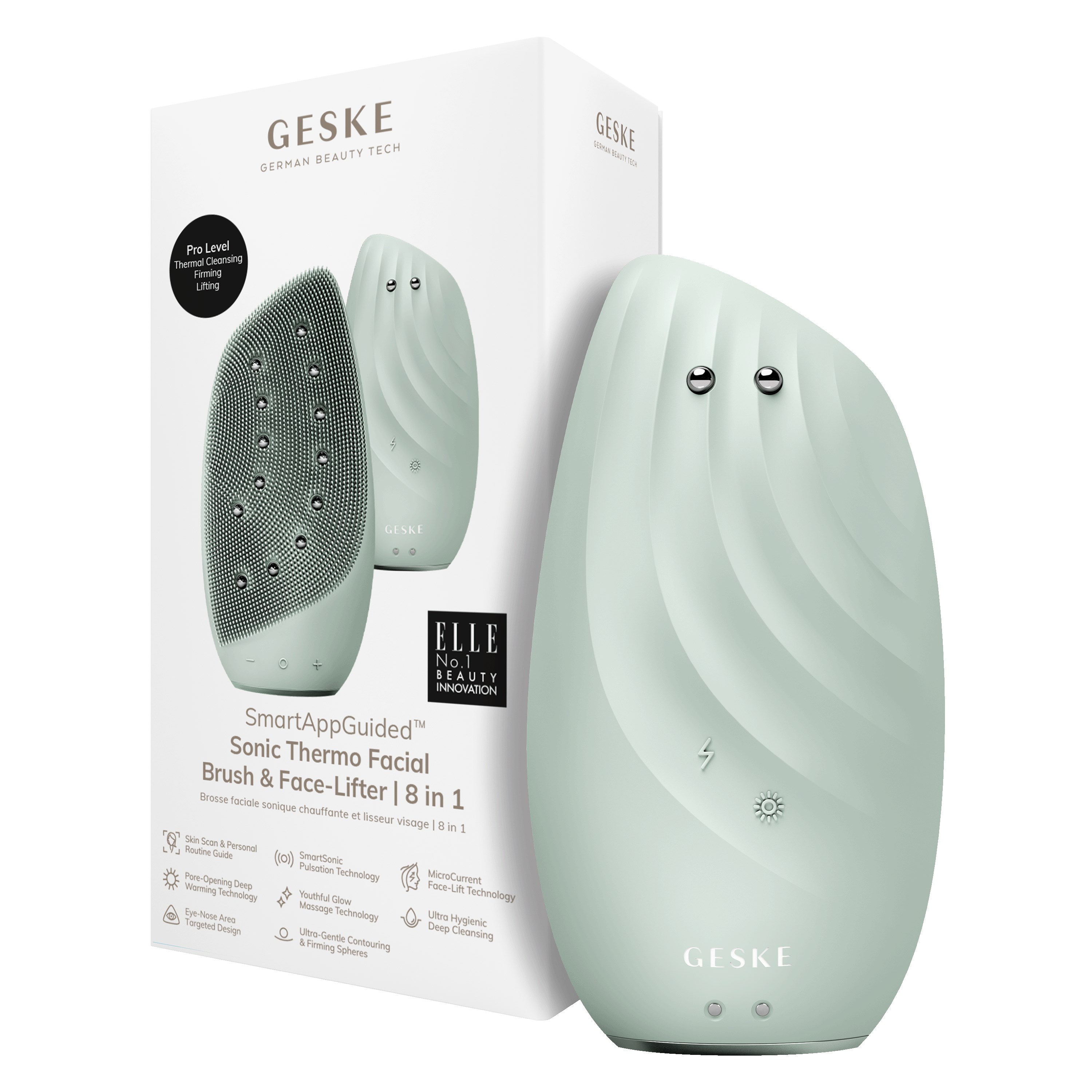 Geske 8 in 1 Sonic Thermo Facial Brush & Face-Lifter Green (obrázok 8)
