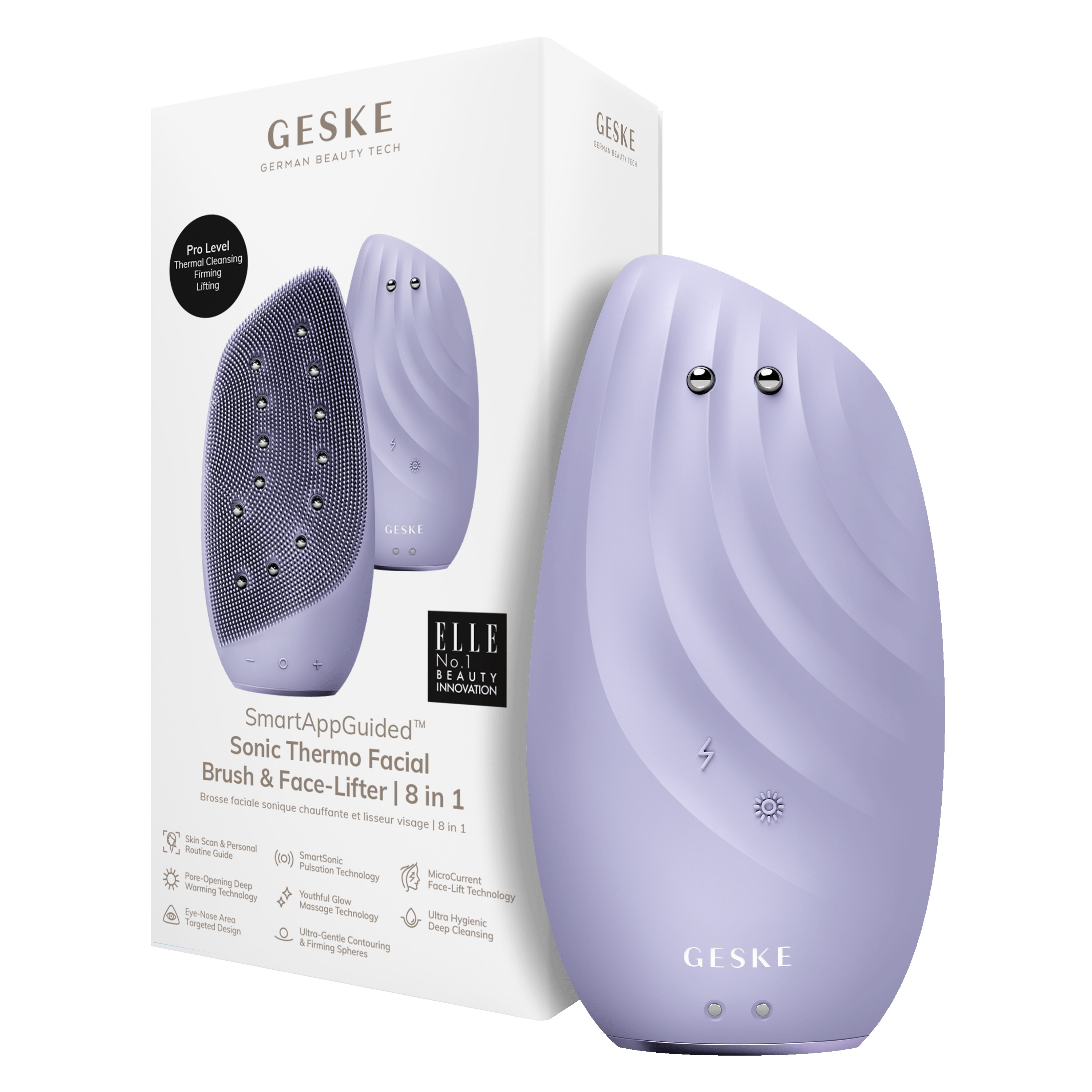 Geske 8 in 1 Sonic Thermo Facial Brush & Face-Lifter Purple (obrázok 9)