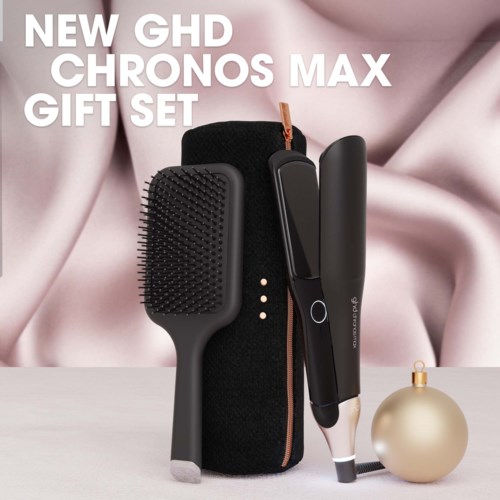 ghd Cashmere Collection Chronos Max Wide Plate Hair Straightener Festive Gift Set in Black