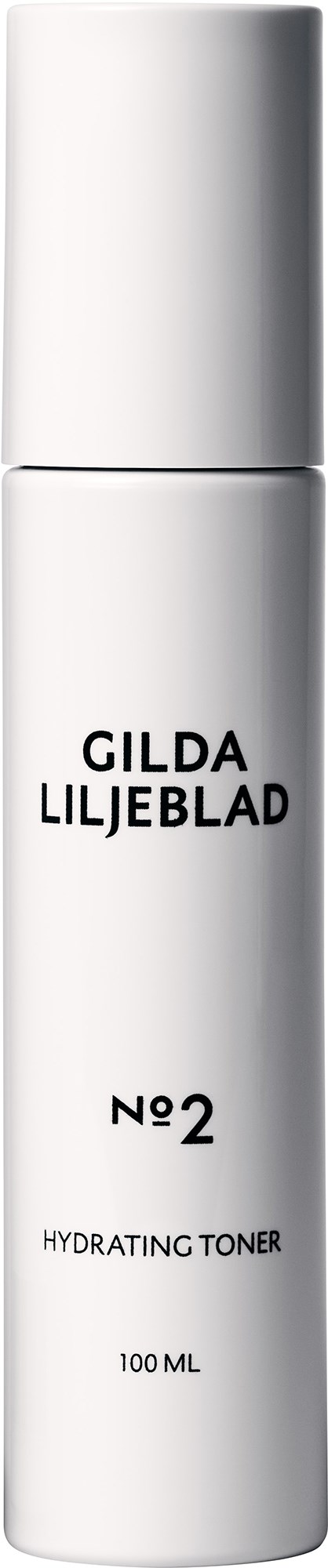 Biała butelka z napisem Gilda Liljeblad No. 2 Hydrating Toner, 100 ml.