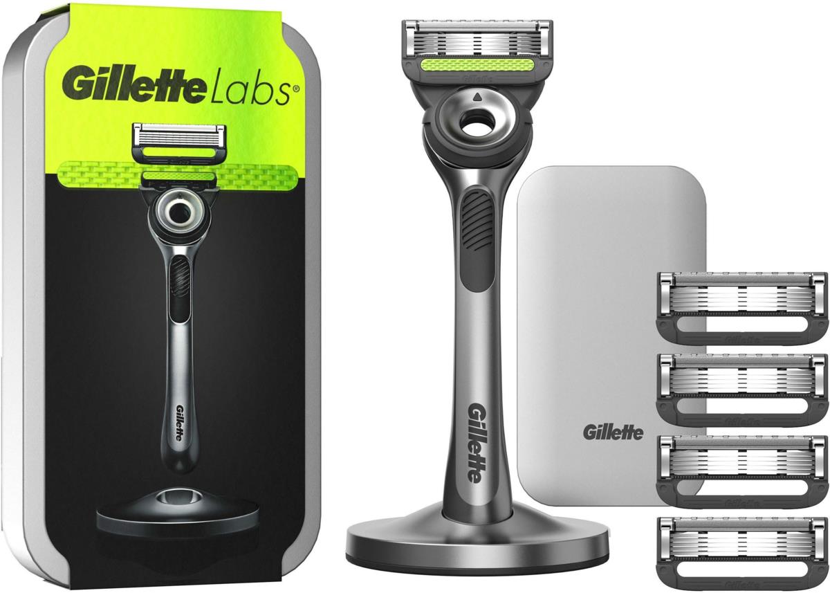 Gillette Labs Razor With Exfoliating Bar & Stand 5 Blades Travel ...