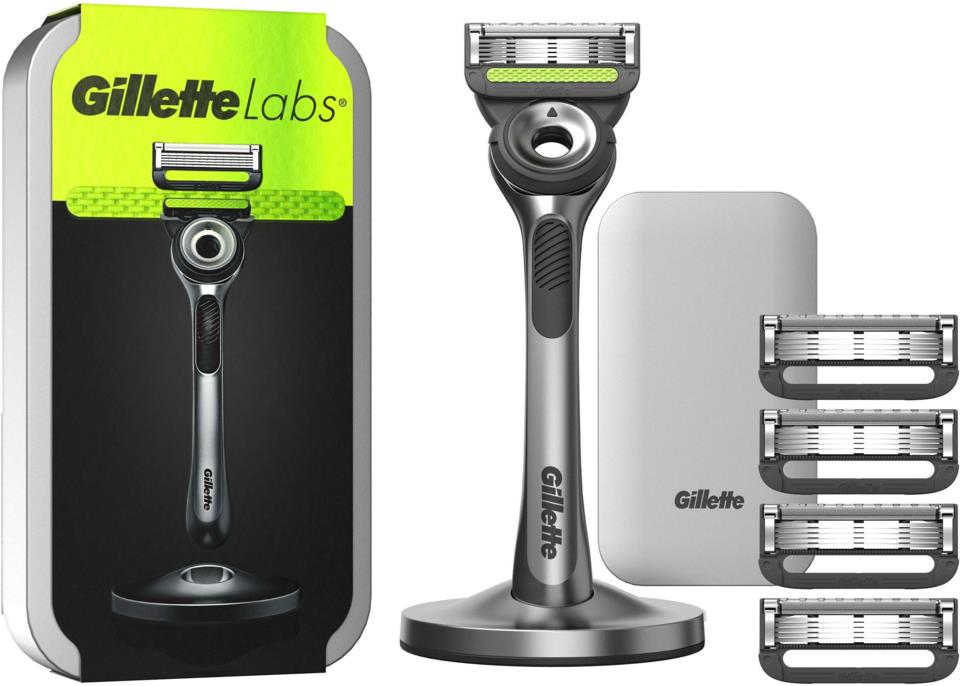 Gillette Labs Razor With Exfoliating Bar & Stand 5 Blades Travel Edition