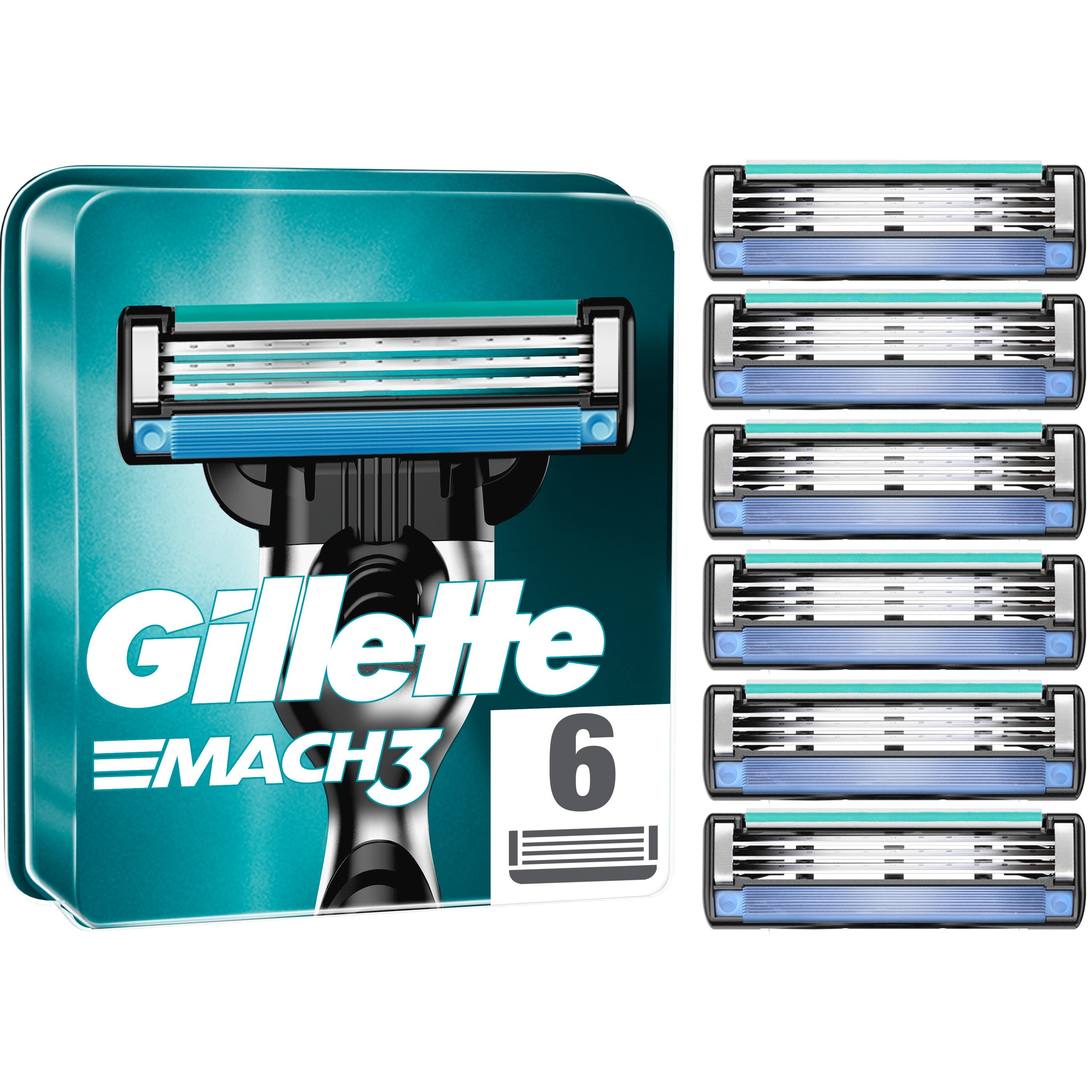 Läs mer om Gillette Mach3 Mens Razor Blade Refills 6 st