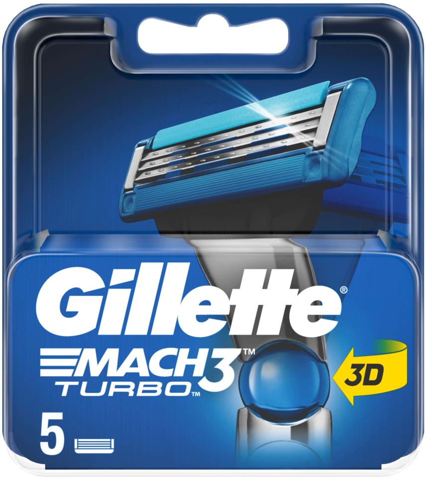 Gillette Mach3 Turbo Men’s Razor Blade Refills, 5 Pcs